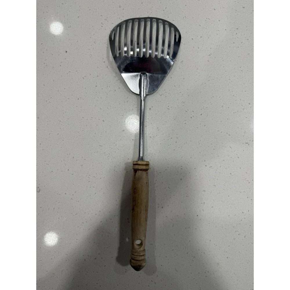 Vtg Ekco Kitchamajig Slotted Spatula Wooden Handler 13